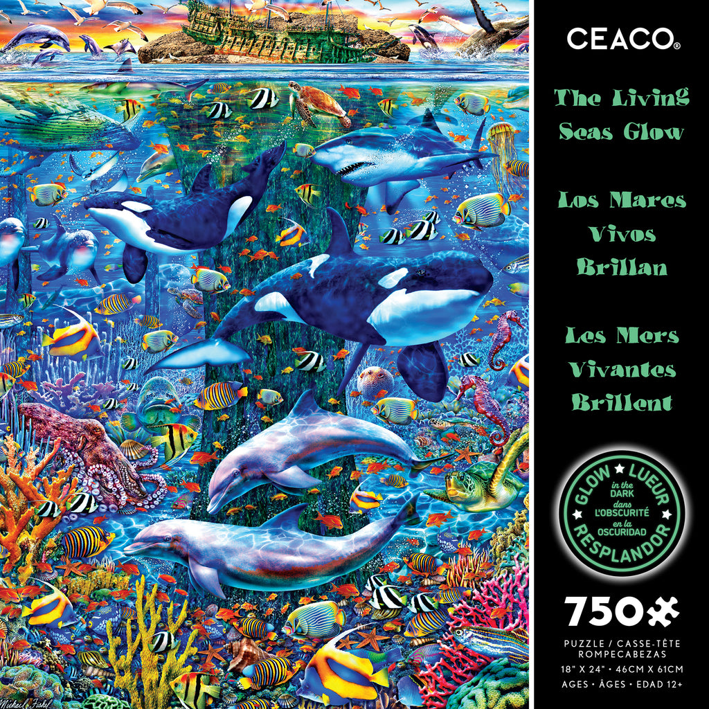 The Living Seas Glow - 750 Piece Glow-in-the-Dark Puzzle – Ceaco.com