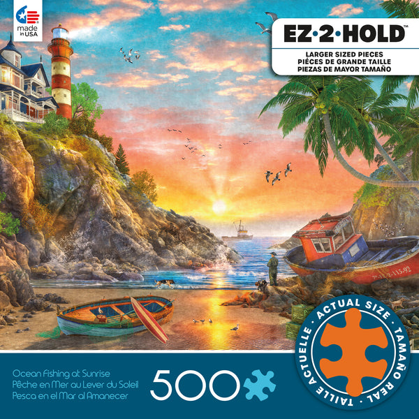 EZ 2 Hold - Ocean Fishing at Sunrise- 500 Oversized Piece Puzzle