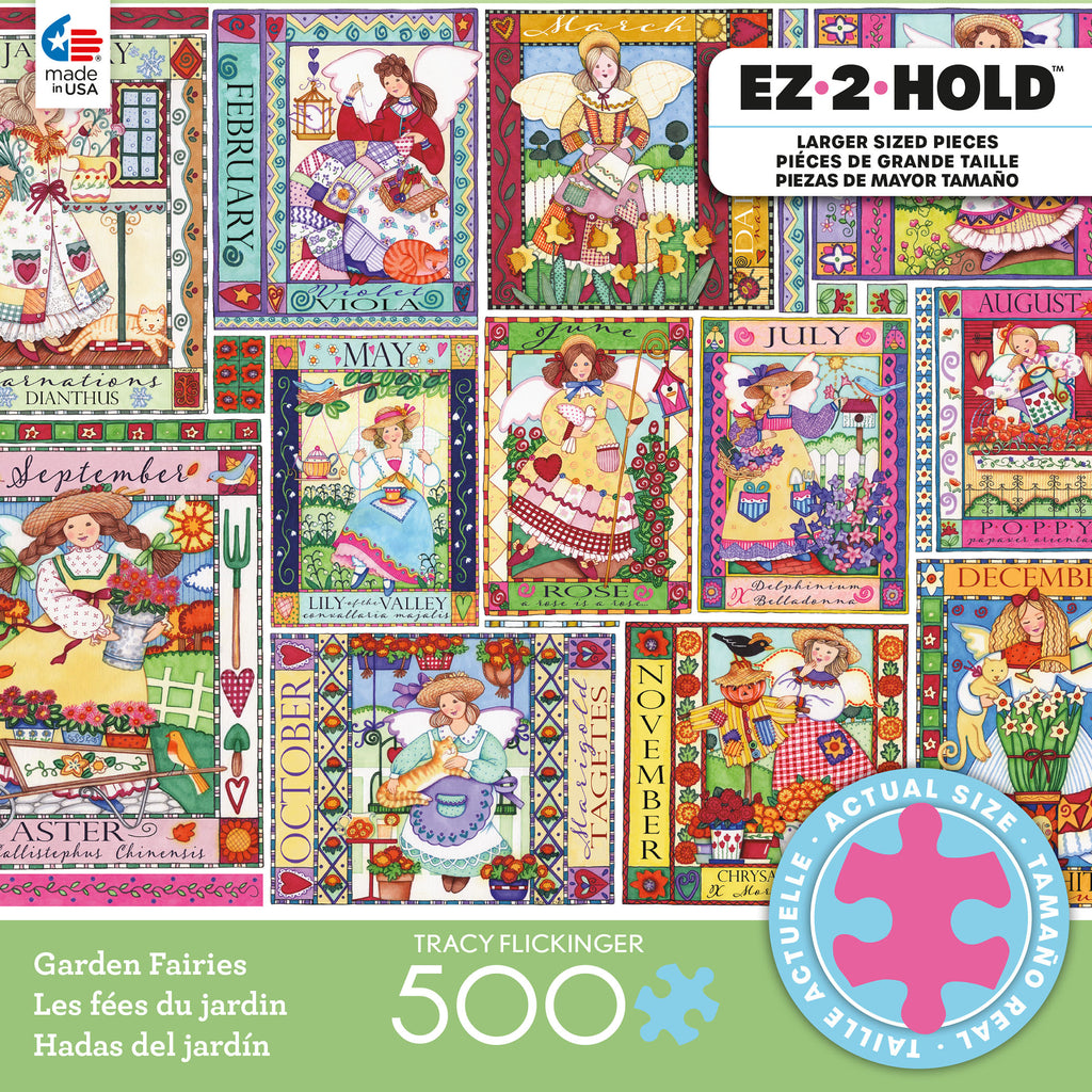 EZ 2 Hold - Garden Fairies- 500 Oversized Piece Puzzle – Ceaco.com