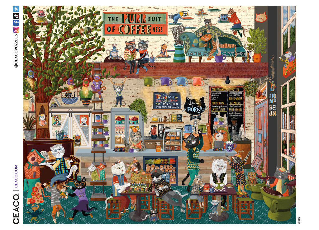 –　1000　Puzzle　Cat　Cafe　EZ　Piece　Hold　Oversized