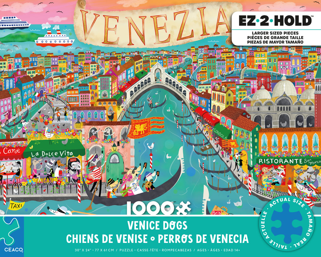 EZ 2 Hold - Venice Dogs - 1000 Oversized Piece Puzzle – Ceaco.com
