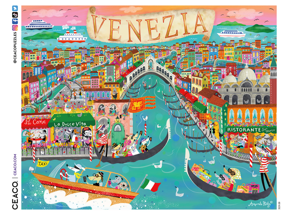 EZ 2 Hold Venice Dogs 1000 Oversized Piece Puzzle