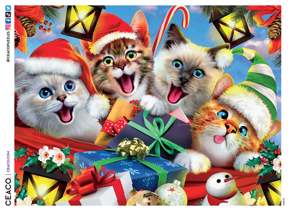 Christmas Selfies- Holiday Cat Selfies- 500 Piece Puzzle – Ceaco.com