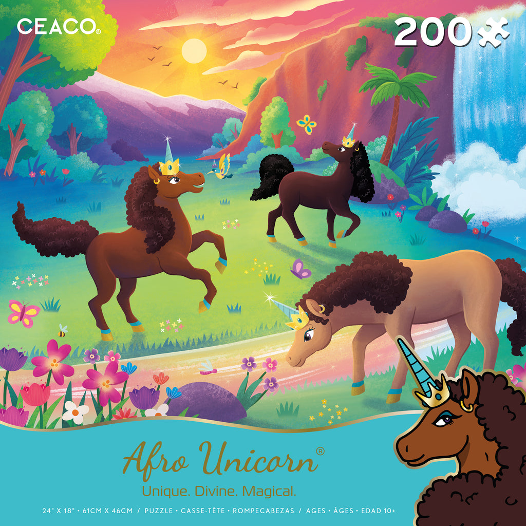 Afro Unicorn - Collage - 100 Piece Puzzle –
