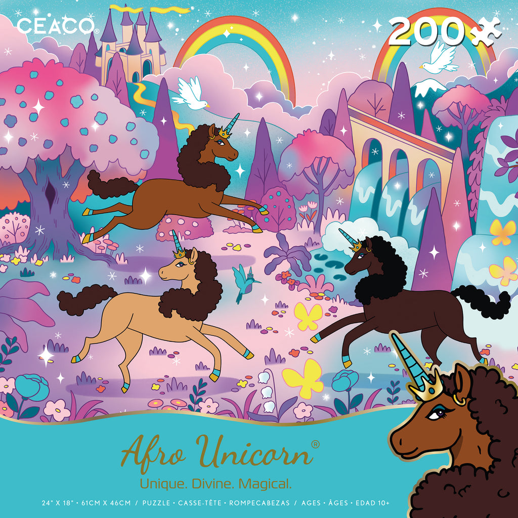 Afro Unicorn - Rainbow - 200 Piece Puzzle –