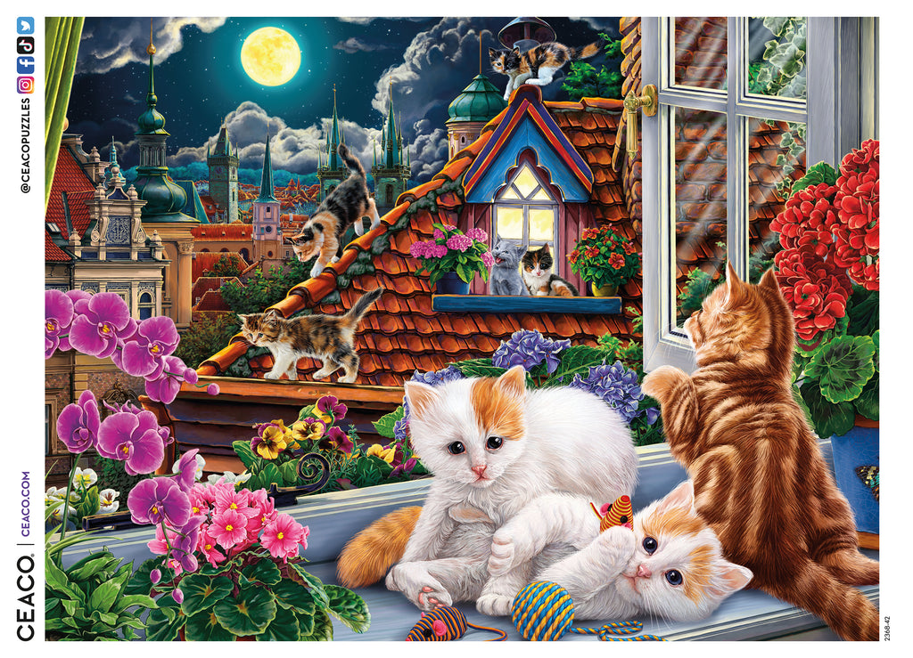 Harmony - Kittens In The Moonlight - 550 Piece Puzzle – Ceaco.com