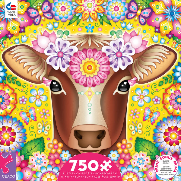 Groovy Animals - Cow - 750 Piece Puzzle
