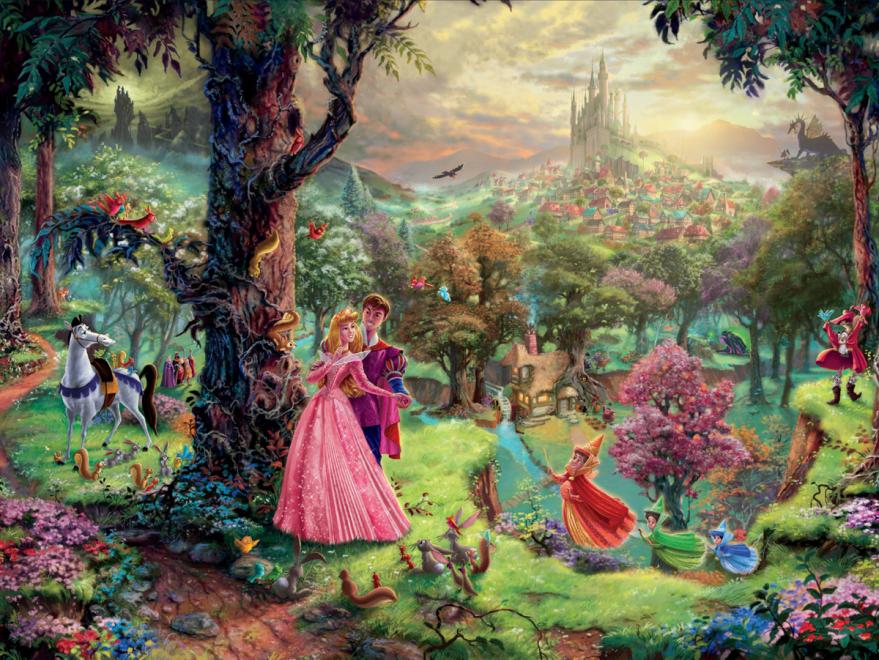 4 Disney Thomas Kinkade Puzzle Beauty Beast, Mickey, Sleeping
