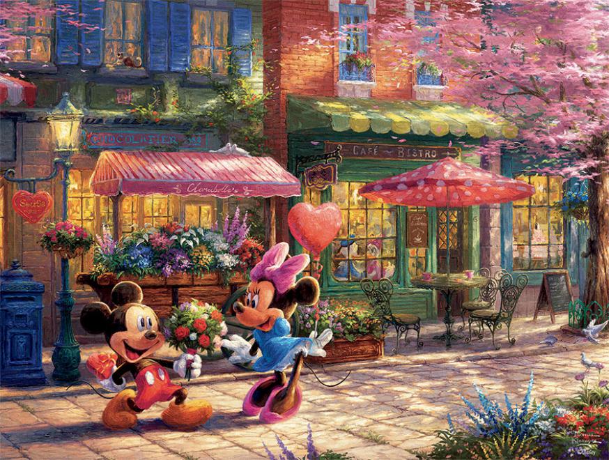 Disney Thomas Kinkade Puzzle - Mickey and Minnie Sweetheart Cafe
