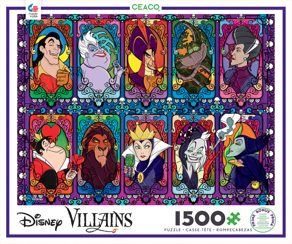 Ceaco Disney Villains 2 Jigsaw Puzzle, 2000 Pieces - Included Bonus Puzzle  Poster