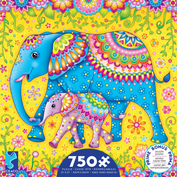 Groovy Animals - Elephants - 750 Piece Puzzle