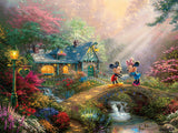 Thomas Kinkade Disney - Mickey and Minnie Sweetheart Bridge - 750 Piece Puzzle