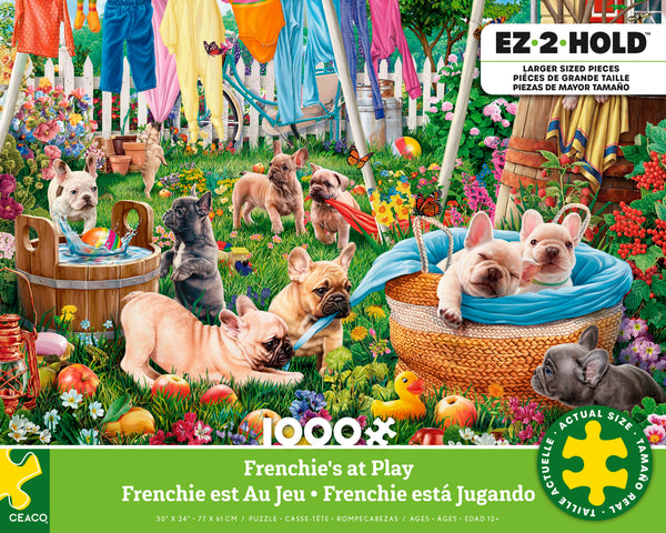 EZ 2 Hold - Frenchies at Play - 1000 Oversized Piece Puzzle