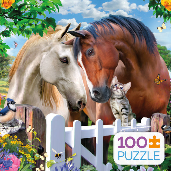 Kids 100 Piece Puzzle - Garden Gate Friends - 100 Piece Puzzle