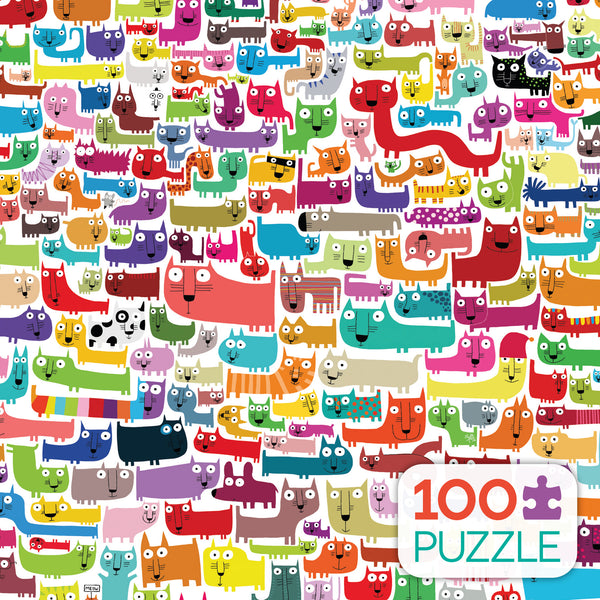 Kids 100 Piece Puzzle - Colorful Cats - 100 Piece Puzzle