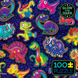 Glow-in-the-Dark - Dinosaur Sticker Collage- 100 Piece Puzzle