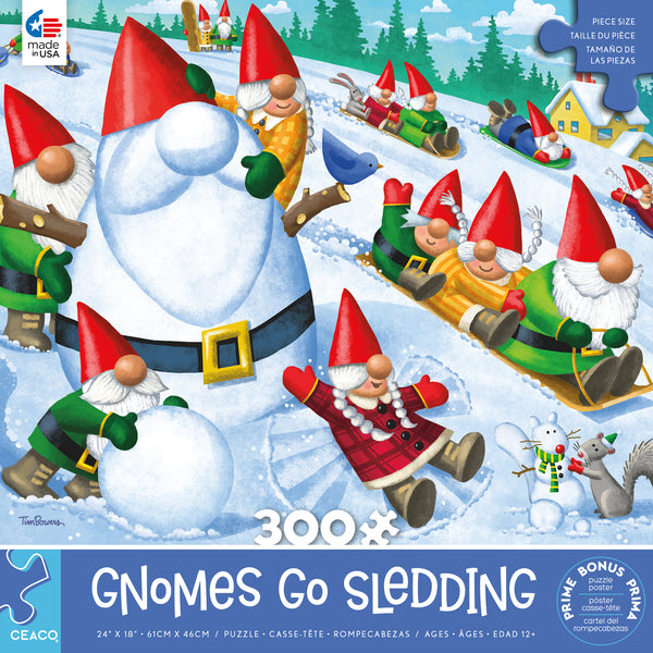 Gnome Sweet Gnome - Gnomes Go Sledding - 300 Piece Puzzle
