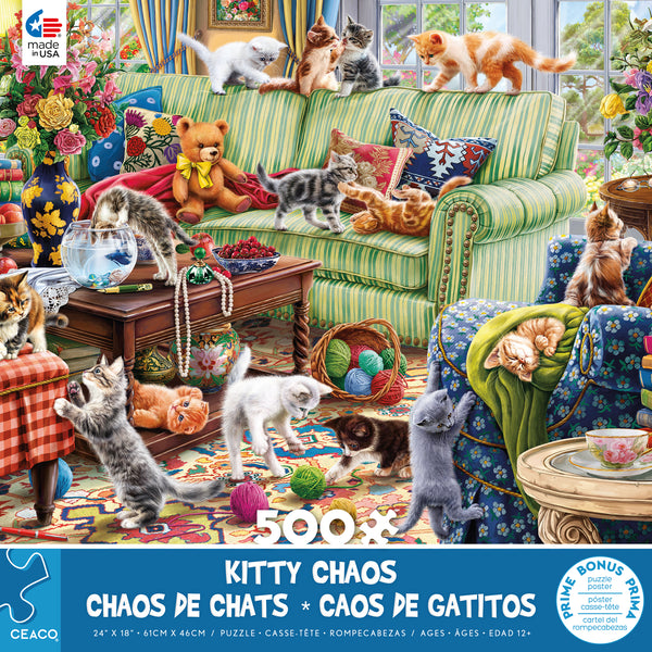 Paws Gone Wild - Kitty Chaos - 500 Piece Puzzle