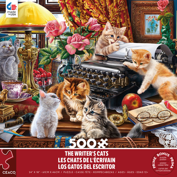 Paws Gone Wild - The Writer's Cats - 500 Piece Puzzle