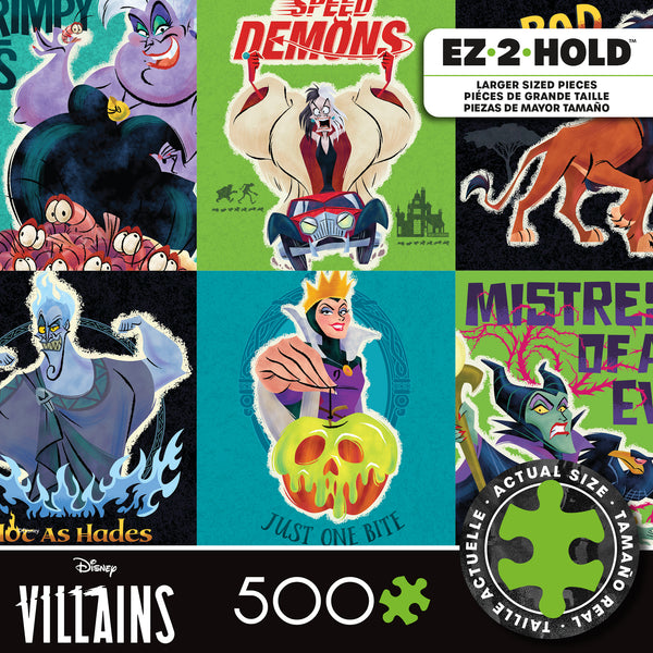 EZ 2 Hold - Disney Villain Poster Collage- 500 Oversized Piece Puzzle