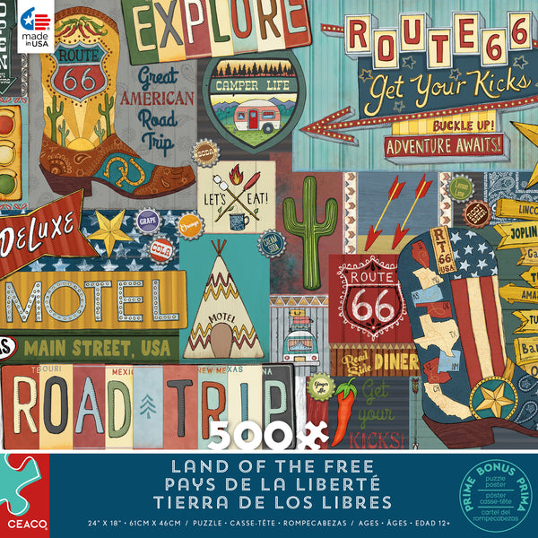 Land of the Free - Route 66 Roadtrip - 500 Piece Puzzle
