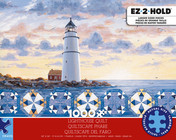 EZ 2 Hold - Lighthouse Quilt - 1000 Oversized Piece Puzzle
