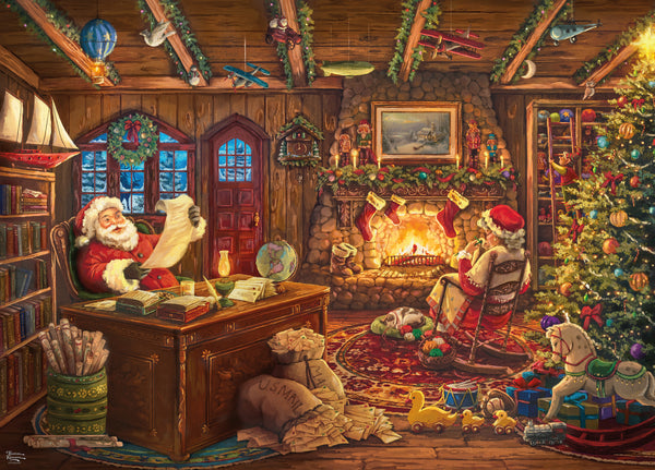 Thomas Kinkade Holiday - Santa Checking His List - 1000 Piece Puzzle –