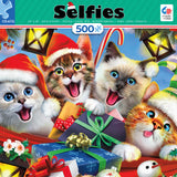 Christmas Selfies- Holiday Cat Selfies- 500 Piece Puzzle