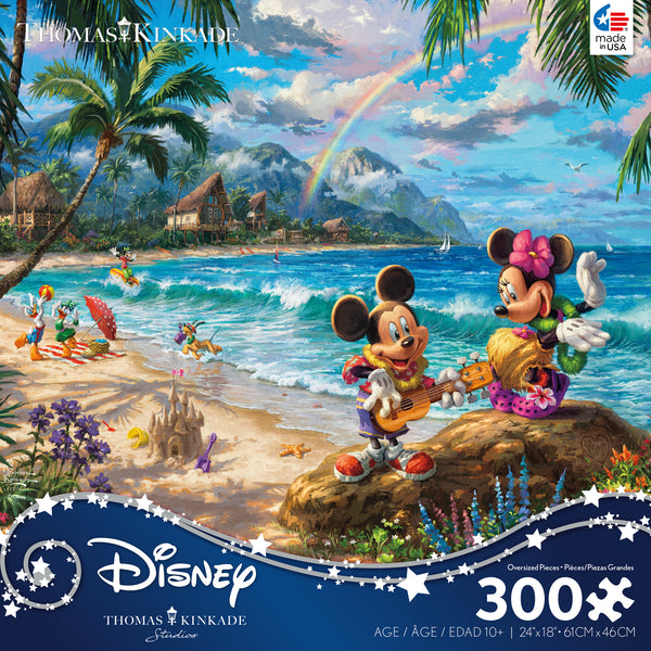 Thomas Kinkade Disney - Mickey and Minnie in Hawaii - 300 Oversized Pi –