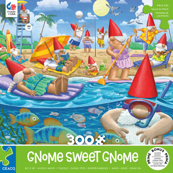 Gnome Sweet Gnome - Beach Day - 300 Piece Puzzle