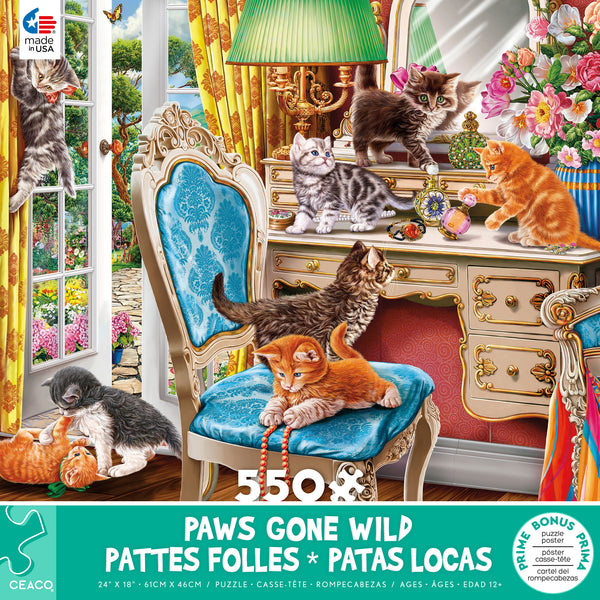 Paws Gone Wild - Kittens in the Bedroom - 550 Piece Puzzle