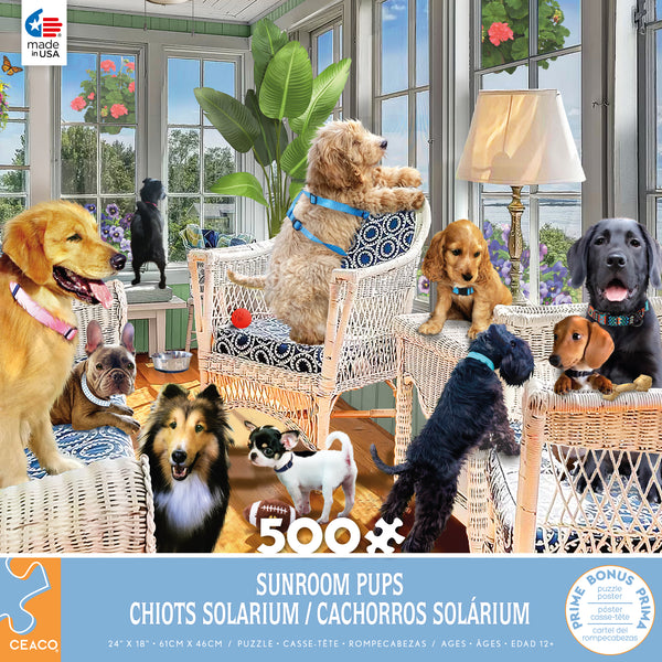 Paws Gone Wild - Sunroom Pups - 550 Piece Puzzle