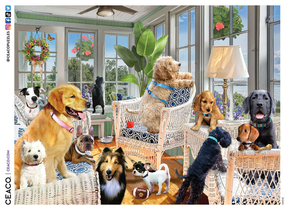 Paws Gone Wild - Sunroom Pups - 550 Piece Puzzle –