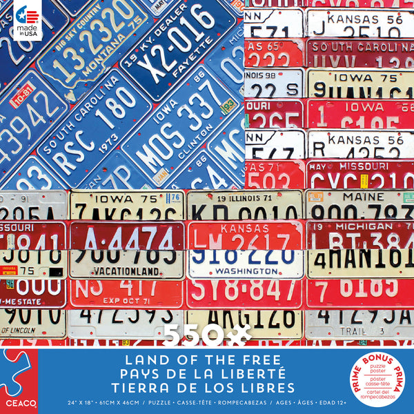 Land of the Free - USA License Plates - 550 Piece Puzzle