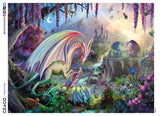 This fanciful 1000 PC puzzle by artist Rosie Khan imagines an enchanted circus full of glimmering iridescent dragons and other colorful magical beings.  A unicorn, a griffin, fairies and more cavort under the light of a full moon. 