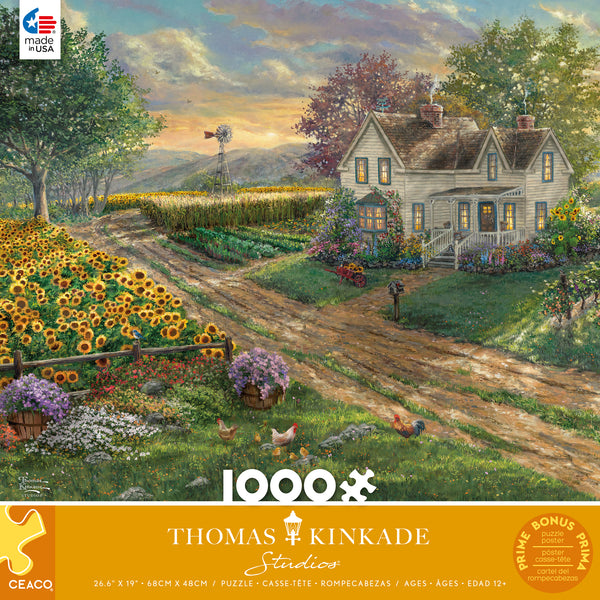 Thomas Kinkade - Sunflower Fields - 1000 Piece Puzzle –