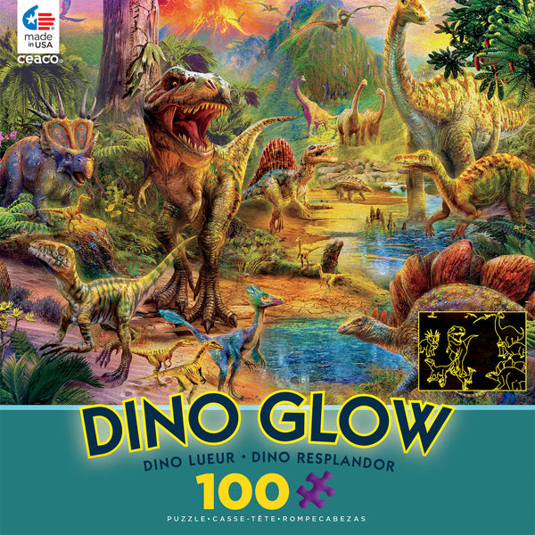 Dino Glow - Dino Landscape - 100 Piece Puzzle